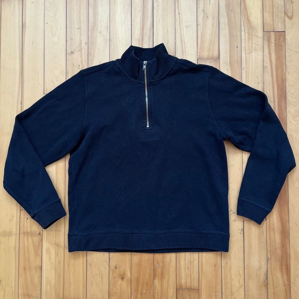 Carolyn Taylor Quarter Zip Pullover Sweatshirt Navy Blue M/M